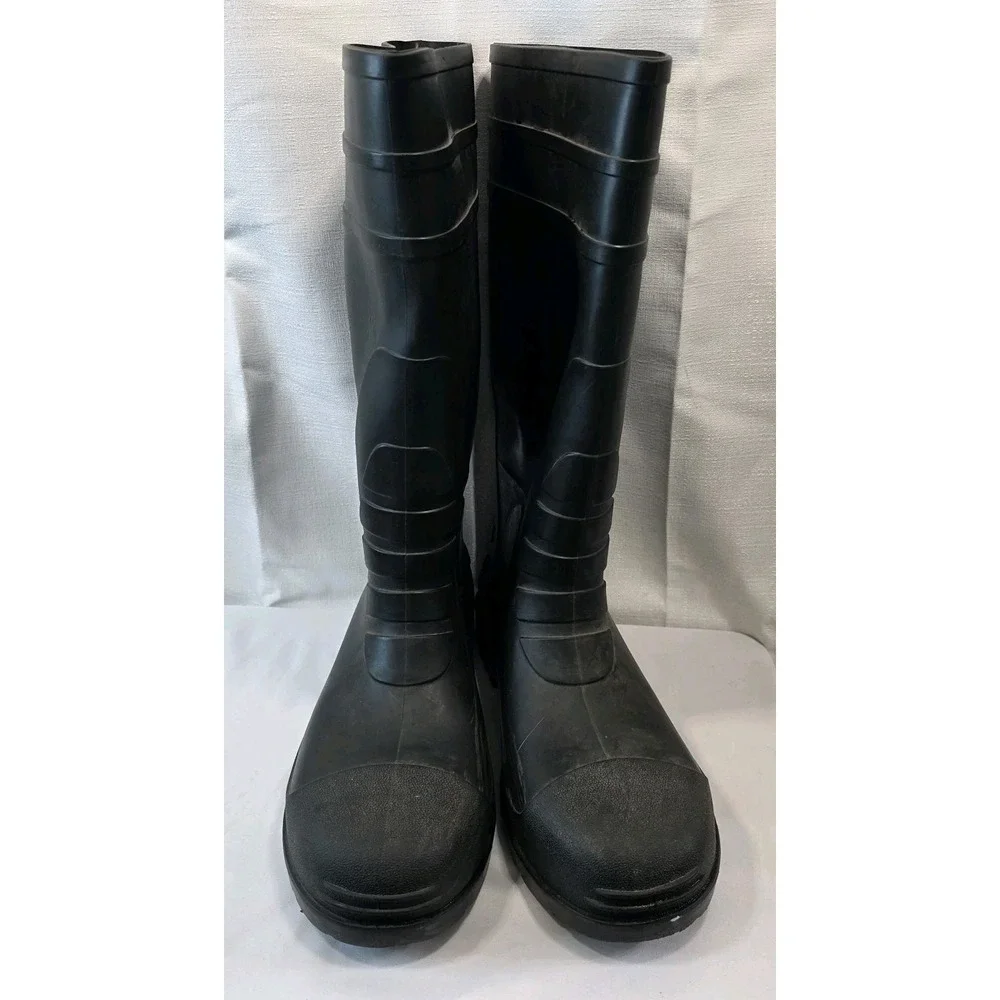 Tingley Waterproof Rain Boots Mens US 13 Black Rubber Mid Calf Pull On Round Toe